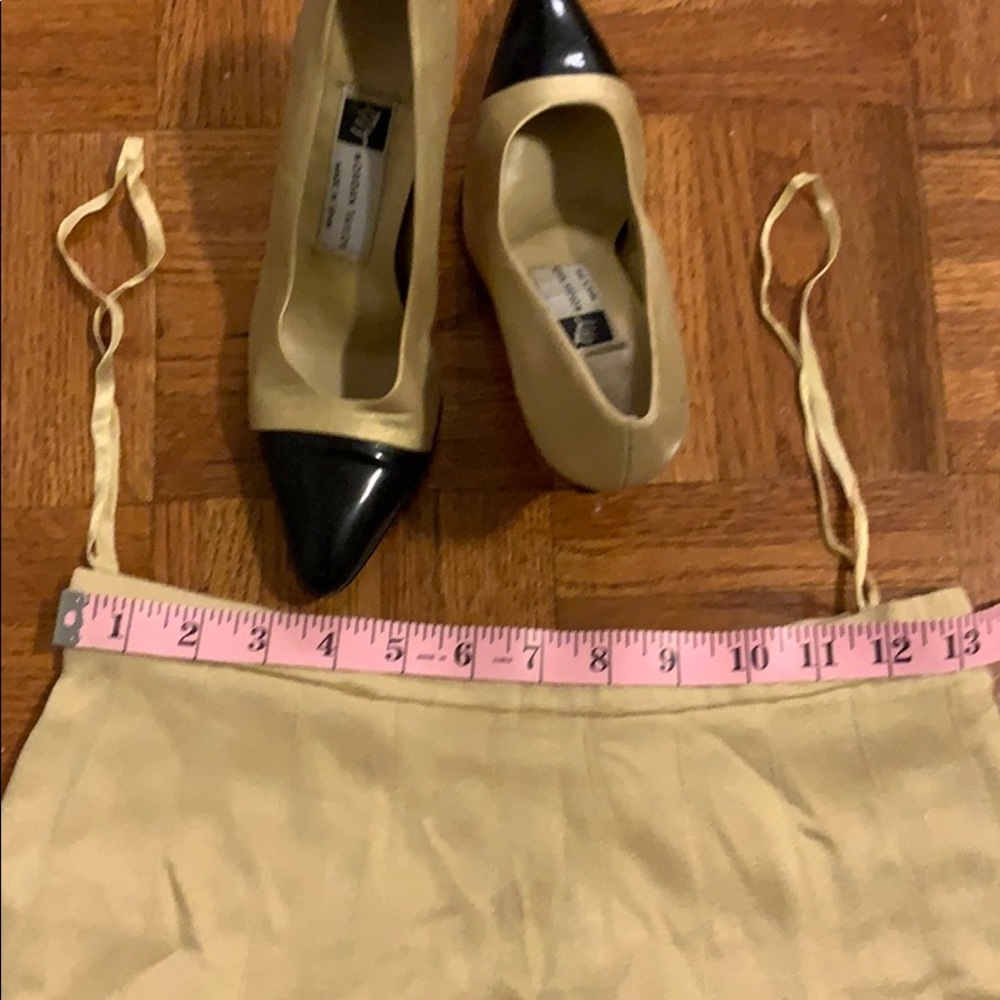 🎉 Host Pick 🛍️ Ellen Tracy petites SILK Knit Pleated Skirt Gold - Picture 5 of 6